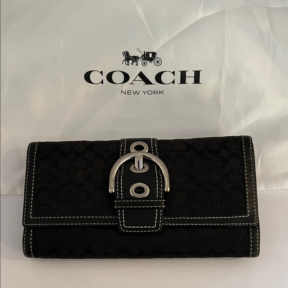 Coach Black Women's Wallet with Silver Accents
